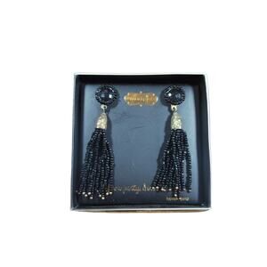 Mud Pie black beaded tassel earrings - NEW